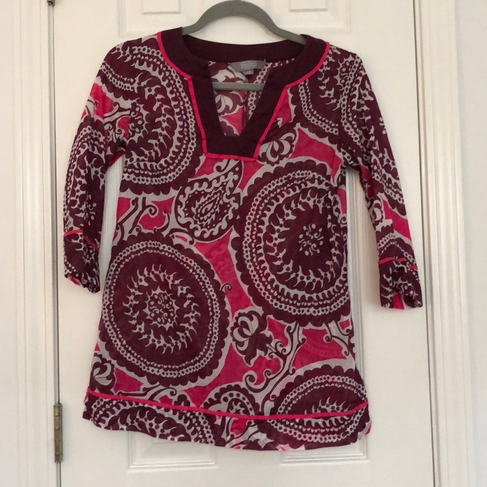 Preppy printed tunic top
